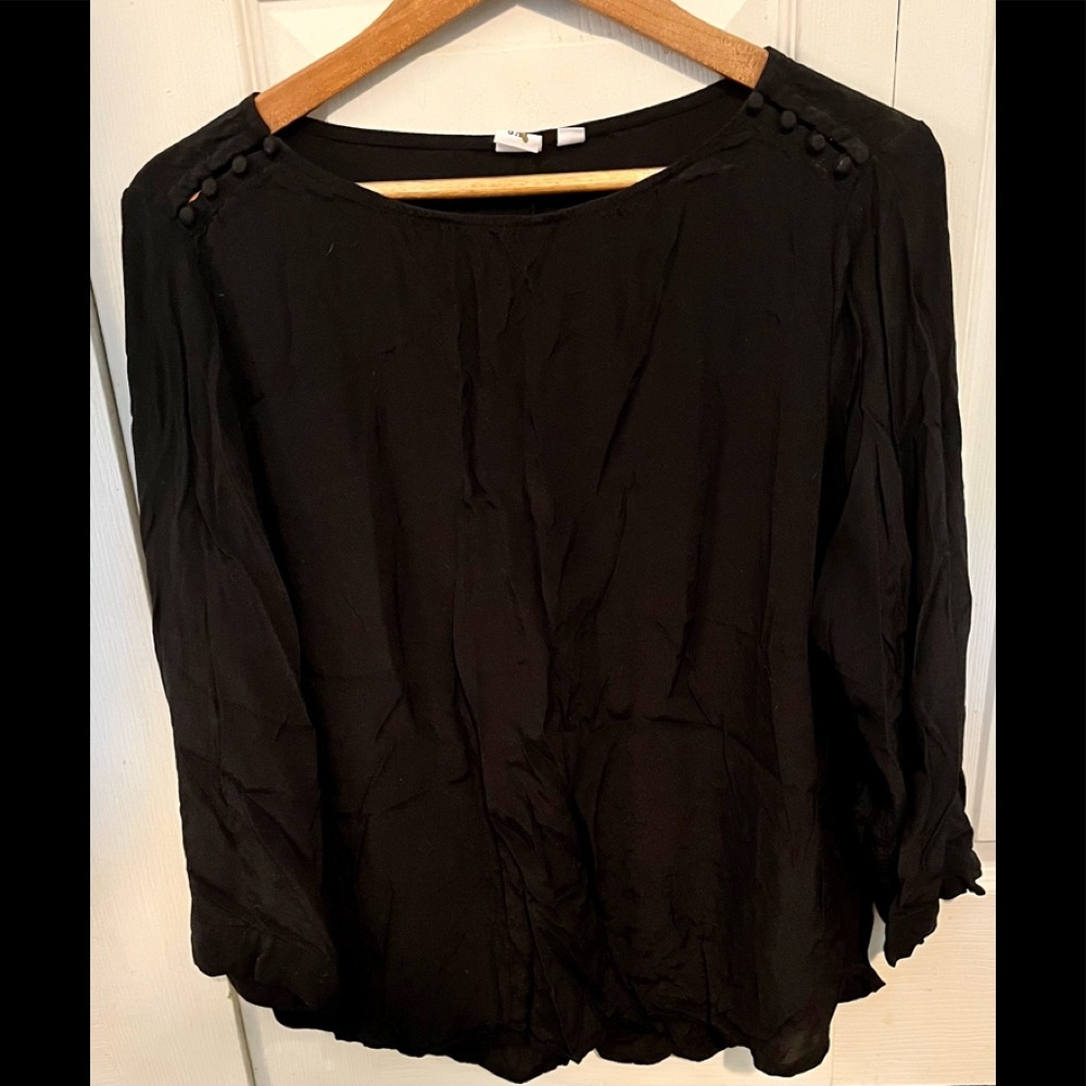 Black blouse with button detailing shoulders